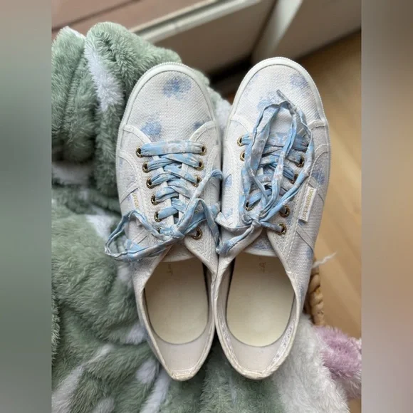 Superga x LoveShackFancy 2750 Sneaker Morning Mist - White/Blue Floral- Size 9.5 - Picture 11 of 15